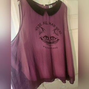 Torrid size 5x Disney Alice in Wonderland Cheshire Cat collared blouse